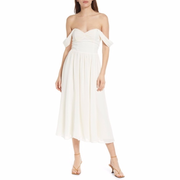 NEW Reformation Violet Dress Ivory 0 - Picture 1 of 14